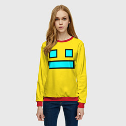 Свитшот женский Geometry Dash: Smile, цвет: 3D-красный — фото 2