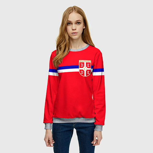 Женский свитшот Сборная Сербии / 3D-Меланж – фото 3