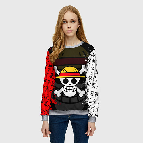 Женский свитшот ONE PIECE ВАН ПИС ЧЕРЕП / 3D-Меланж – фото 3