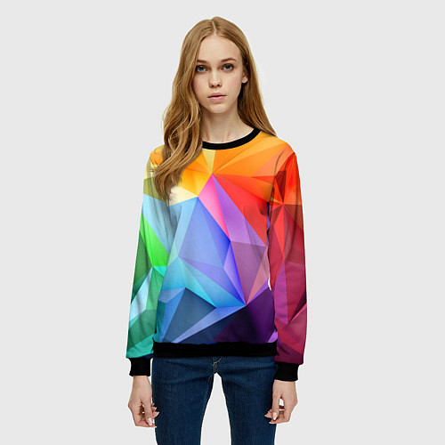 Женский свитшот Радужная геометрия / 3D-Черный – фото 3