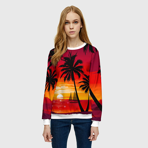 Женский свитшот Гавайский закат / 3D-Белый – фото 3