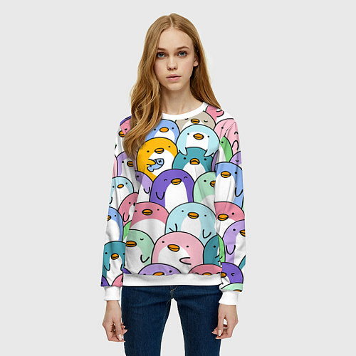 Женский свитшот Пингвины / 3D-Белый – фото 3