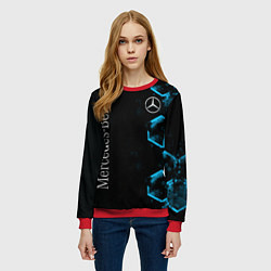 Свитшот женский Mercedes Мерседес Неон, цвет: 3D-красный — фото 2