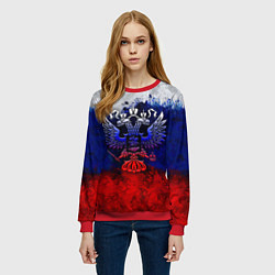 Свитшот женский Россия Russia Герб, цвет: 3D-красный — фото 2