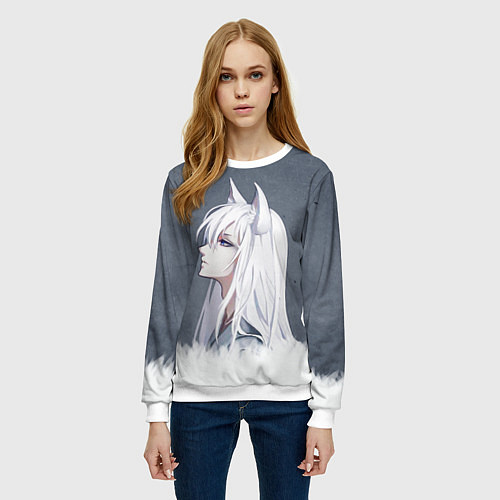 Женский свитшот Демон-лис Томоэ / 3D-Белый – фото 3