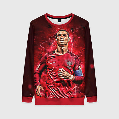 Женский свитшот Cristiano Ronaldo Portugal / 3D-Красный – фото 1