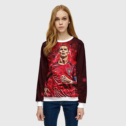 Женский свитшот Cristiano Ronaldo Portugal / 3D-Белый – фото 3