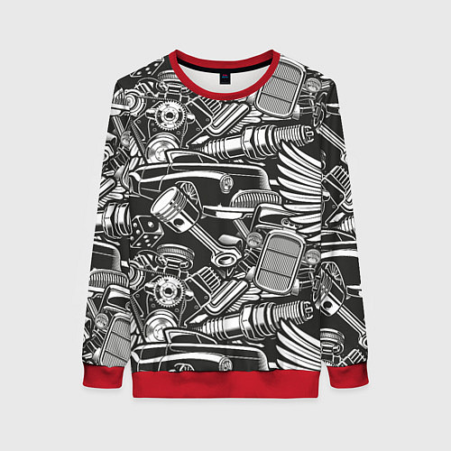 Женский свитшот Механика Автомобиль / 3D-Красный – фото 1