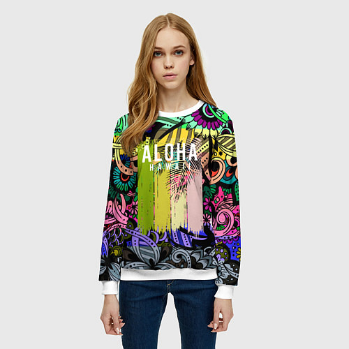 Женский свитшот АЛОХА ГАВАЙИ ALOHA HAWAII / 3D-Белый – фото 3