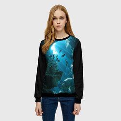 Свитшот женский Коралловые рыбки, цвет: 3D-черный — фото 2