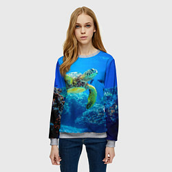 Свитшот женский Морская черепаха, цвет: 3D-меланж — фото 2