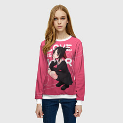 Свитшот женский Love is war, цвет: 3D-белый — фото 2