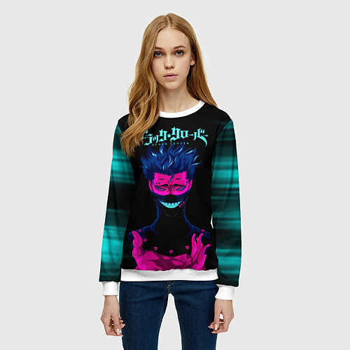 Женский свитшот Зора Идеаре Чёрный клевер / 3D-Белый – фото 3