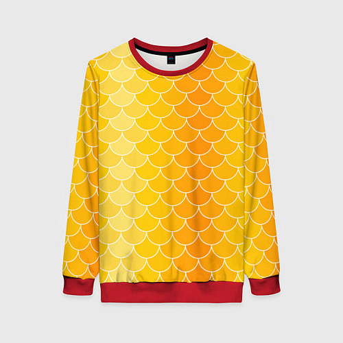 Женский свитшот Желтая чешуя / 3D-Красный – фото 1