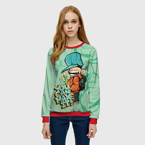 Женский свитшот Люблю граффити / 3D-Красный – фото 3