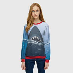 Свитшот женский Акула под водой, цвет: 3D-красный — фото 2