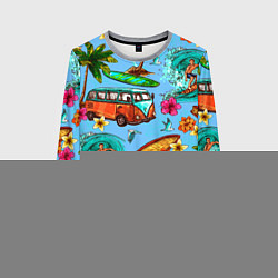 Женский свитшот Пальмы, волны, серфинг