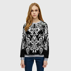 Свитшот женский ТАТУ ЧЕРНО БЕЛОЕ УЗОР, цвет: 3D-меланж — фото 2