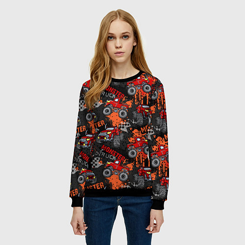 Женский свитшот MONSTER TRUCK RED / 3D-Черный – фото 3