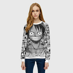 Свитшот женский Луфи улыбается one piece, цвет: 3D-белый — фото 2