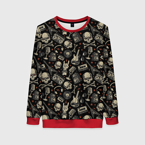 Женский свитшот Scull pattern rock / 3D-Красный – фото 1