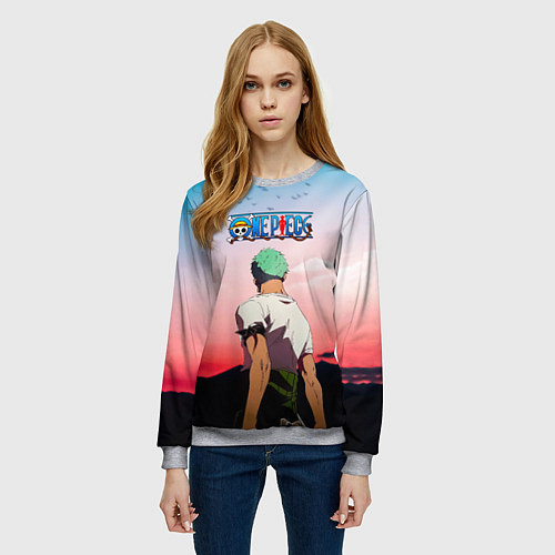 Женский свитшот Ророноа Зоро эпичный One Piece / 3D-Меланж – фото 3