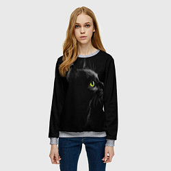 Свитшот женский Черный кот, цвет: 3D-меланж — фото 2