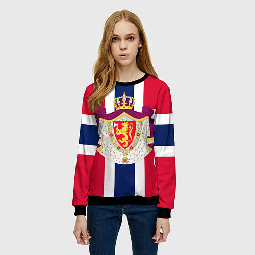 Женский свитшот Норвегия Флаг и герб Норвегии / 3D-Черный – фото 3