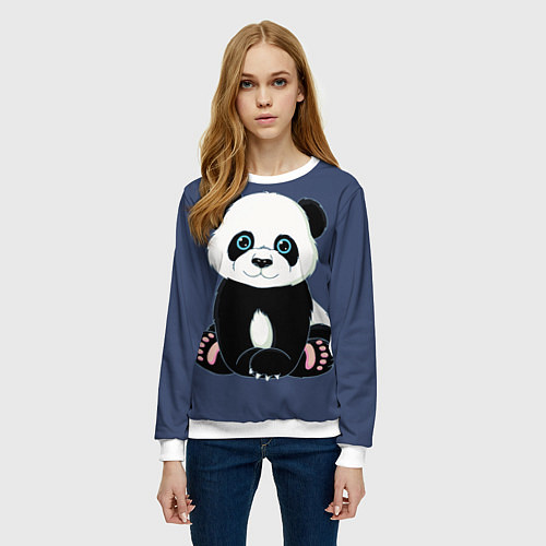 Женский свитшот Милая Панда Sweet Panda / 3D-Белый – фото 3