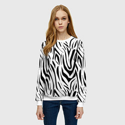 Свитшот женский Черно-белая зебра, цвет: 3D-белый — фото 2
