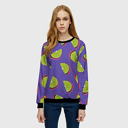 Свитшот женский Лаймы, цвет: 3D-черный — фото 2