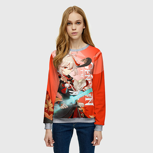 Женский свитшот Genshin Impact, Кадзуха / 3D-Меланж – фото 3