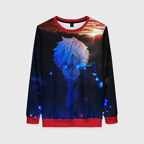 Женский свитшот Сатору гото голубые глаза / 3D-Красный – фото 1