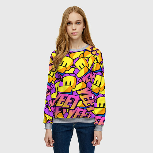 Женский свитшот ROBLOX РОБЛОКС YEET / 3D-Меланж – фото 3