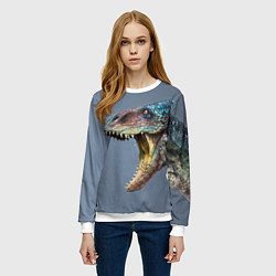 Свитшот женский Хищный динозавр Dino Z, цвет: 3D-белый — фото 2