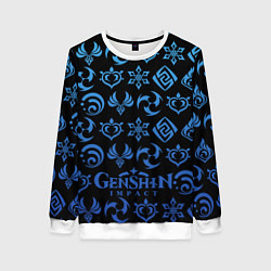 Свитшот женский ЗНАКИ ГЕНШИН ИМПАКТ, цвет: 3D-белый
