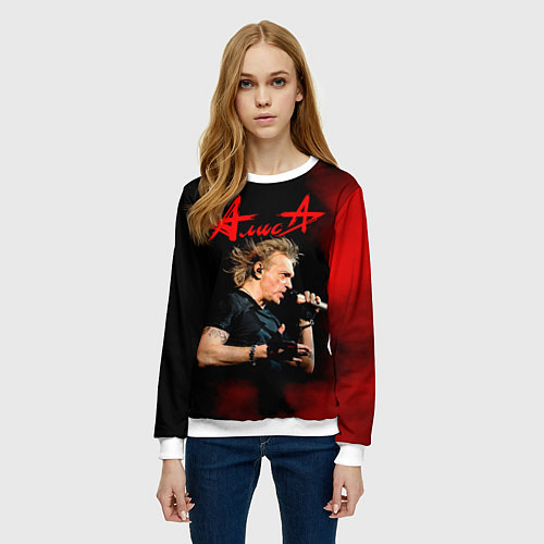 Женский свитшот Константин Кинчев - Алиса / 3D-Белый – фото 3