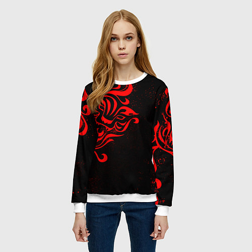 Женский свитшот КАЗУТОРА ХАНЕМИЯ ВАЛЬХАЛЛА / 3D-Белый – фото 3