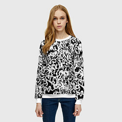 Свитшот женский Graffiti white on black, цвет: 3D-белый — фото 2