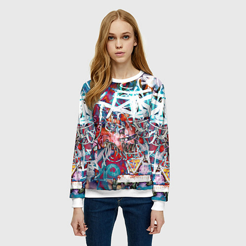 Женский свитшот Wall graffiti / 3D-Белый – фото 3