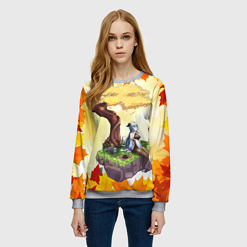 Женский свитшот Genshin Impact Геншин Импакт / 3D-Меланж – фото 3