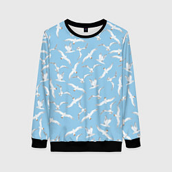 Свитшот женский Чайки в небе паттерн, цвет: 3D-черный