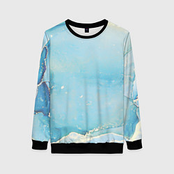 Свитшот женский Голубая Акварель, цвет: 3D-черный