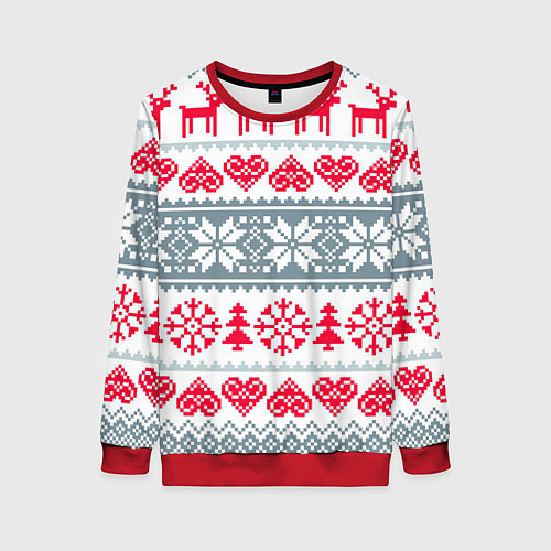 Женский свитшот Вязаный рисунок / 3D-Красный – фото 1