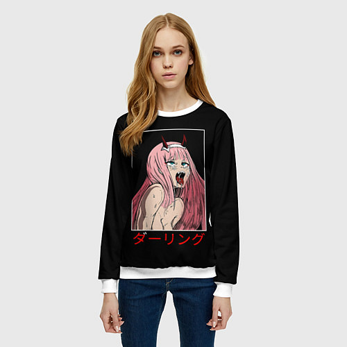 Женский свитшот Зеро ту ahegao франкс / 3D-Белый – фото 3