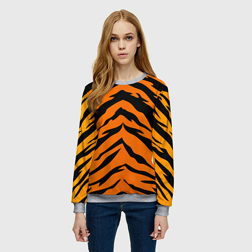 Женский свитшот Шкура тигра / 3D-Меланж – фото 3