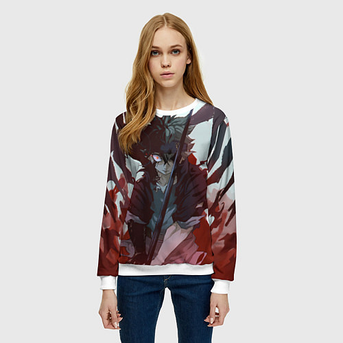 Женский свитшот Аста в режиме демона черный клевер / 3D-Белый – фото 3