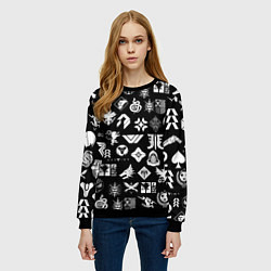 Свитшот женский DESTINY 2 PATTERN GAME LOGO ДЕСТИНИ 2 ПАТТЕРН СИМВ, цвет: 3D-черный — фото 2