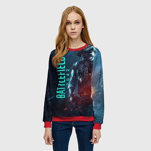 Женский свитшот BATTLEFIELD 2042 SOLDIER WARS / 3D-Красный – фото 3