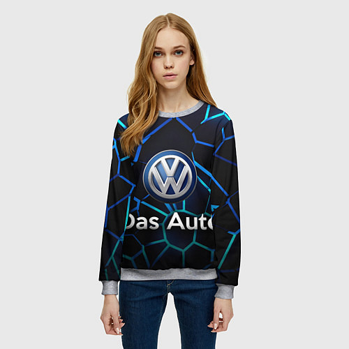 Женский свитшот Volkswagen слоган Das Auto / 3D-Меланж – фото 3